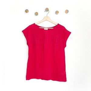 Anthropologie Maeve Sheridan Embroidered Top Pink